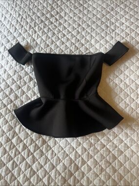 Guess Black Off-Shoulder Peplum Camisole